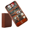 Kit d'entretien pour chaussures LuxeShine 9 pièces | Kit de brosses et de cirage haut de gamme en crin de cheval pour l'entretien du cuir