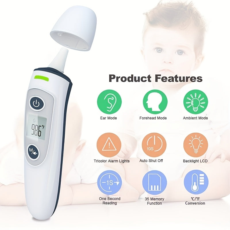 Thermomètre Digital 2-en-1 avec Mesure Rapide en 1 Seconde – Adapté pour le Front et l'Oreille