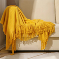 Couverture à Franges en Tricot Épais