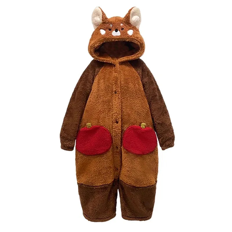 Ensemble de Pyjama PandaLuxe Cozy Kawaii Cartoon Panda Rouge | Vêtements de nuit adorables et confortables pour une relaxation et un amusement ultimes