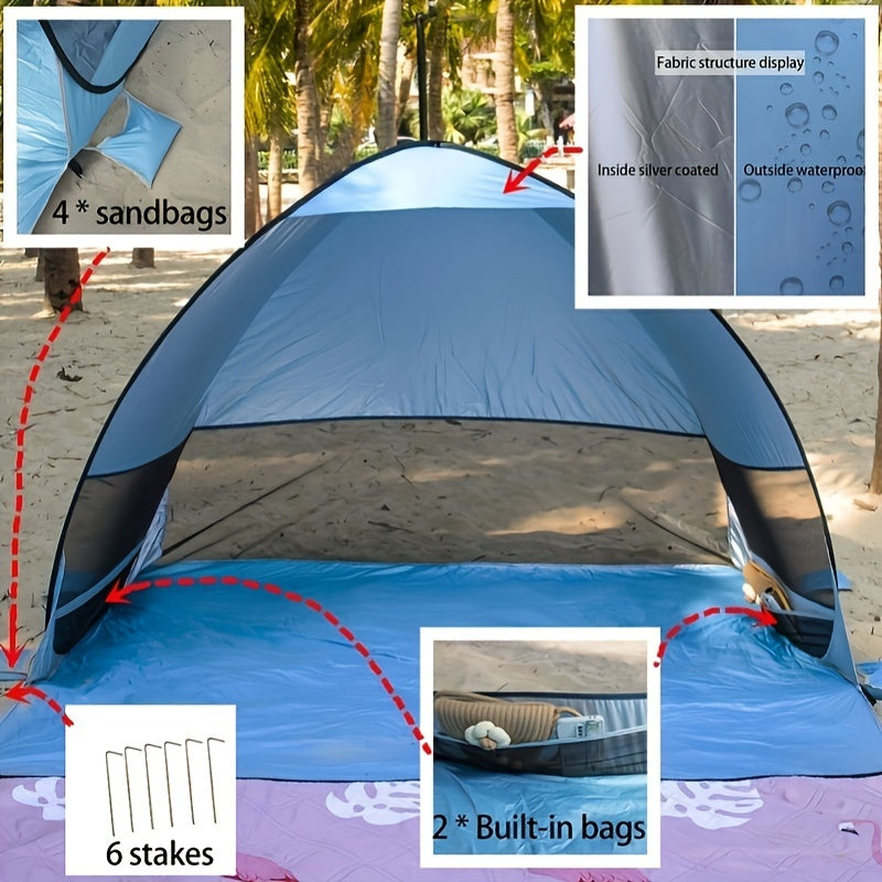 Tente de Plage Portable pour 2-3 Personnes – Protection UPF 50 et Design Léger