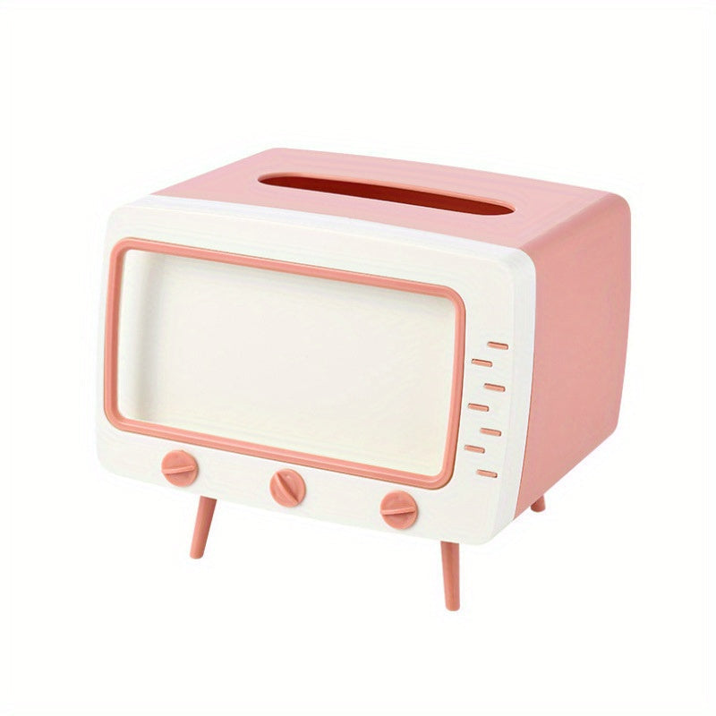 Support de Boîte à Mouchoirs RetroTV - Distributeur de Mouchoirs Multifonction avec Support de Téléphone