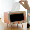 Support de Boîte à Mouchoirs RetroTV - Distributeur de Mouchoirs Multifonction avec Support de Téléphone