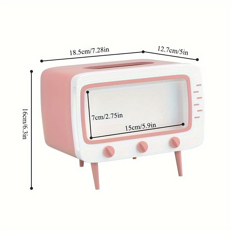 Support de Boîte à Mouchoirs RetroTV - Distributeur de Mouchoirs Multifonction avec Support de Téléphone