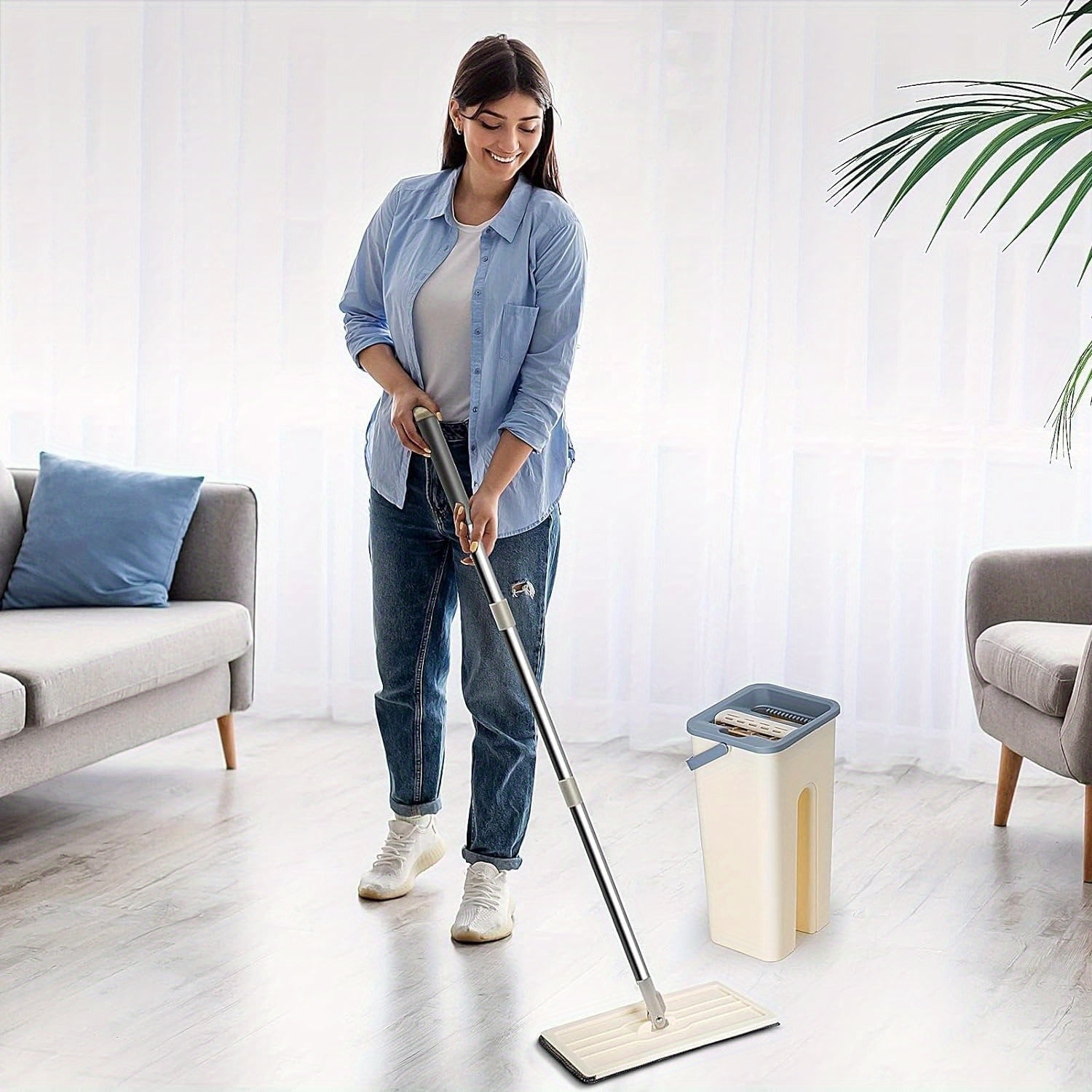 Système de Balai et Seau LuxiClean Elite | Balai en Microfibre 360° avec 4 Seaux Polyvalents pour un Nettoyage des Sols Sans Effort