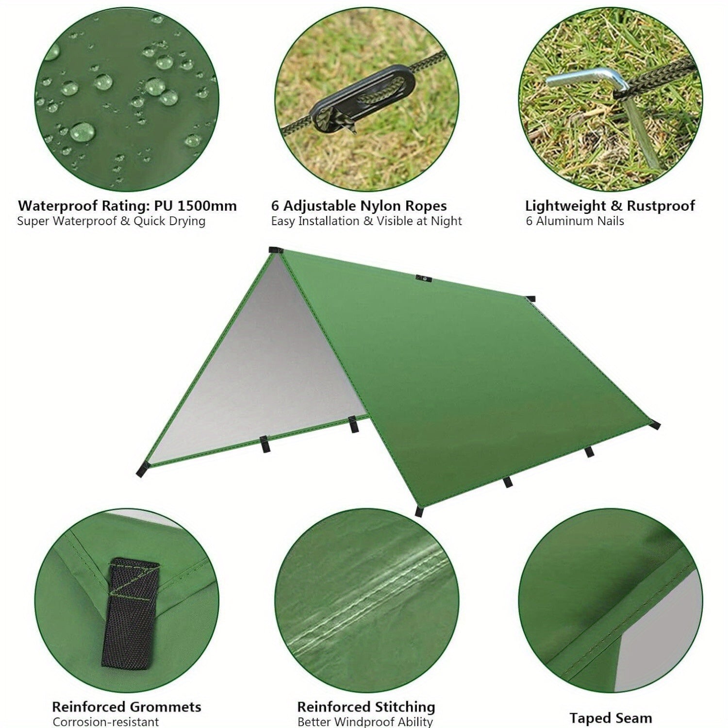 Auvent de Camping 3x3 Mètres - Imperméable et Résistant au Vent