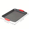 CulinaryElegance Poêle à pâtisserie antiadhésive suprême | Acier robuste avec poignées en silicone rouge ergonomiques pour un nettoyage facile et des résultats de cuisson supérieurs