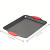 CulinaryElegance Poêle à pâtisserie antiadhésive suprême | Acier robuste avec poignées en silicone rouge ergonomiques pour un nettoyage facile et des résultats de cuisson supérieurs