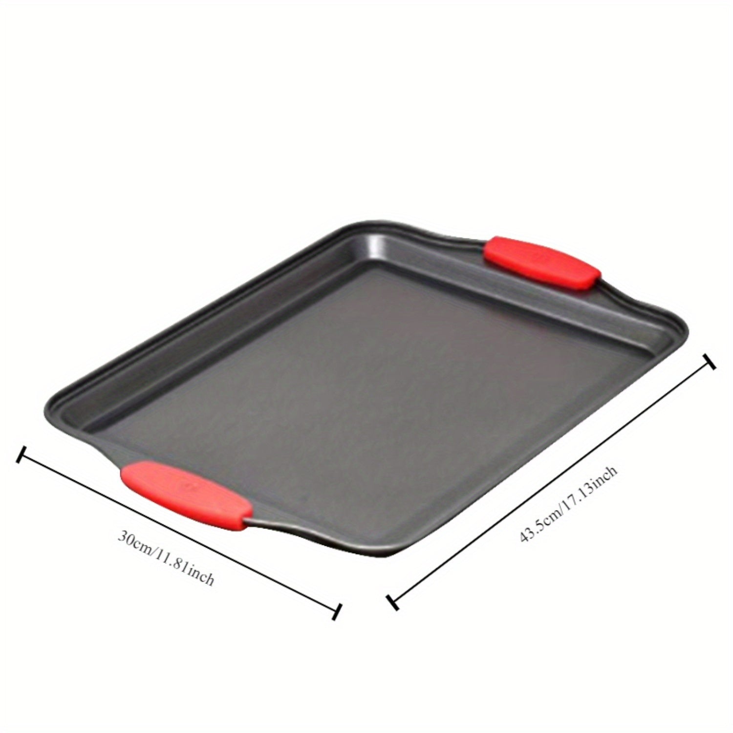CulinaryElegance Poêle à pâtisserie antiadhésive suprême | Acier robuste avec poignées en silicone rouge ergonomiques pour un nettoyage facile et des résultats de cuisson supérieurs
