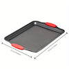 CulinaryElegance Poêle à pâtisserie antiadhésive suprême | Acier robuste avec poignées en silicone rouge ergonomiques pour un nettoyage facile et des résultats de cuisson supérieurs