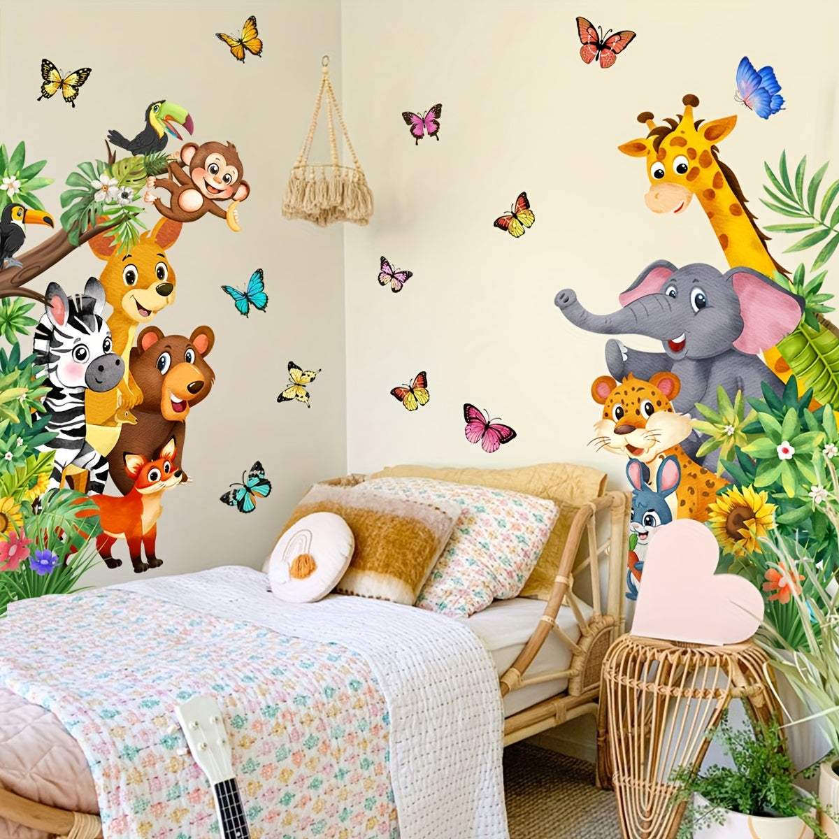 Autocollants Muraux d'Animaux Colorés - Plaisir de Jeu pour les Enfants