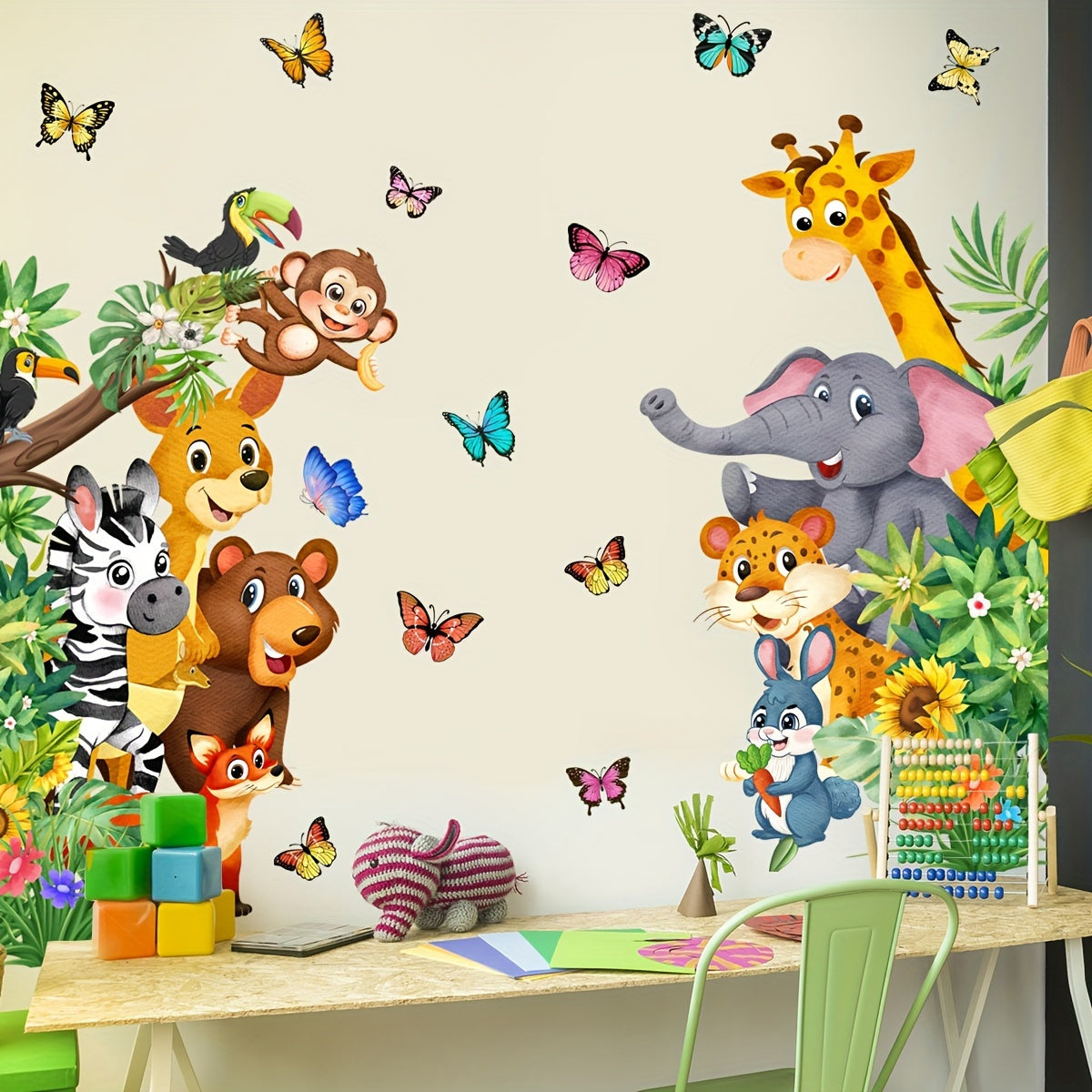 Autocollants Muraux d'Animaux Colorés - Plaisir de Jeu pour les Enfants