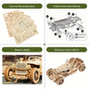 Puzzle Auto en Bois Vintage 3D – Modèle Mécanique avec Engrenages et Design Détailé