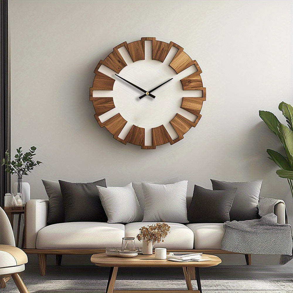 Horloge Murale en Bois Rustique avec Mécanisme Silencieux – Design Intemporel pour Salon, Bureau et Chambre à Coucher