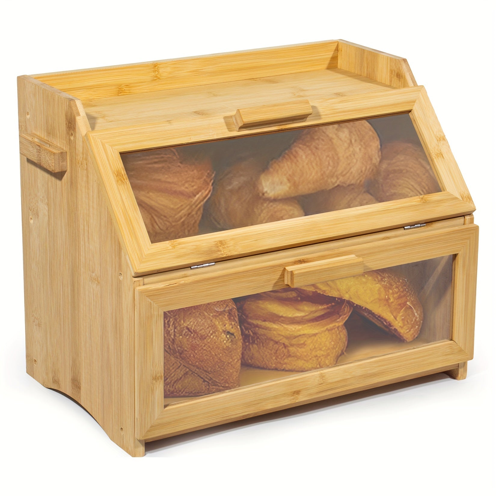 Boîte à Pain en Bambou avec Étagères Doubles – Pratique et Élégante