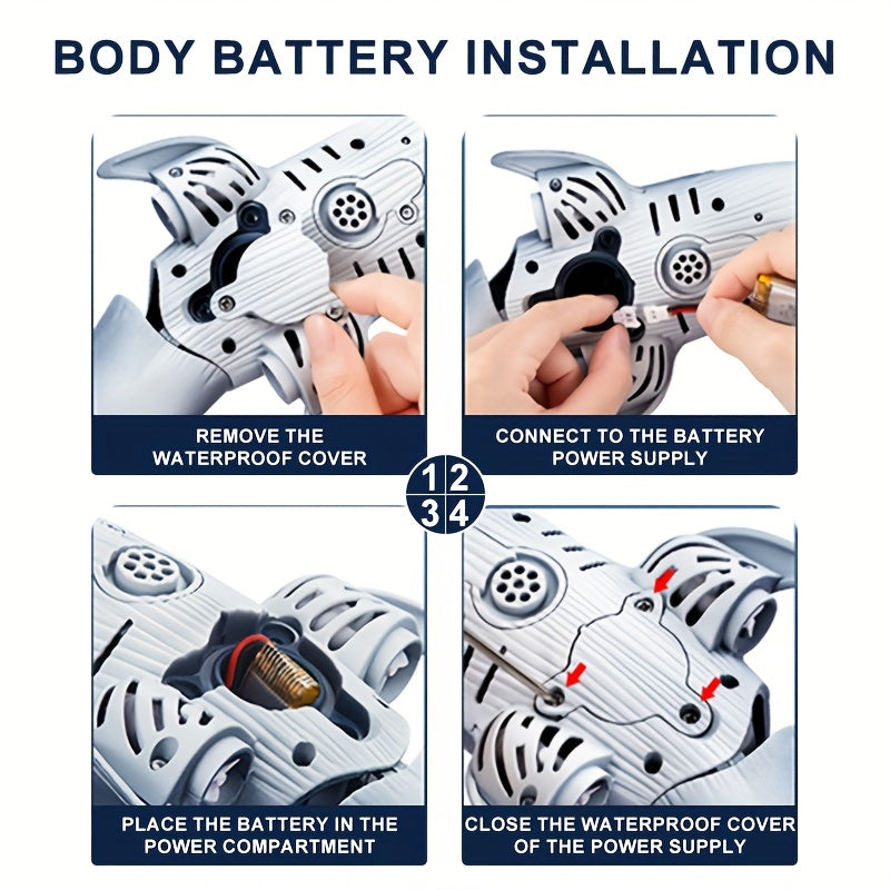 1:18 échelle RC requin baleine avec rotation à 360°, flexibilité à 180°, lumière LED éclaboussante, contrôle de croisière programmable - rechargeable par USB, idéal pour les jeunes pour jouer en été et comme cadeau d'anniversaire