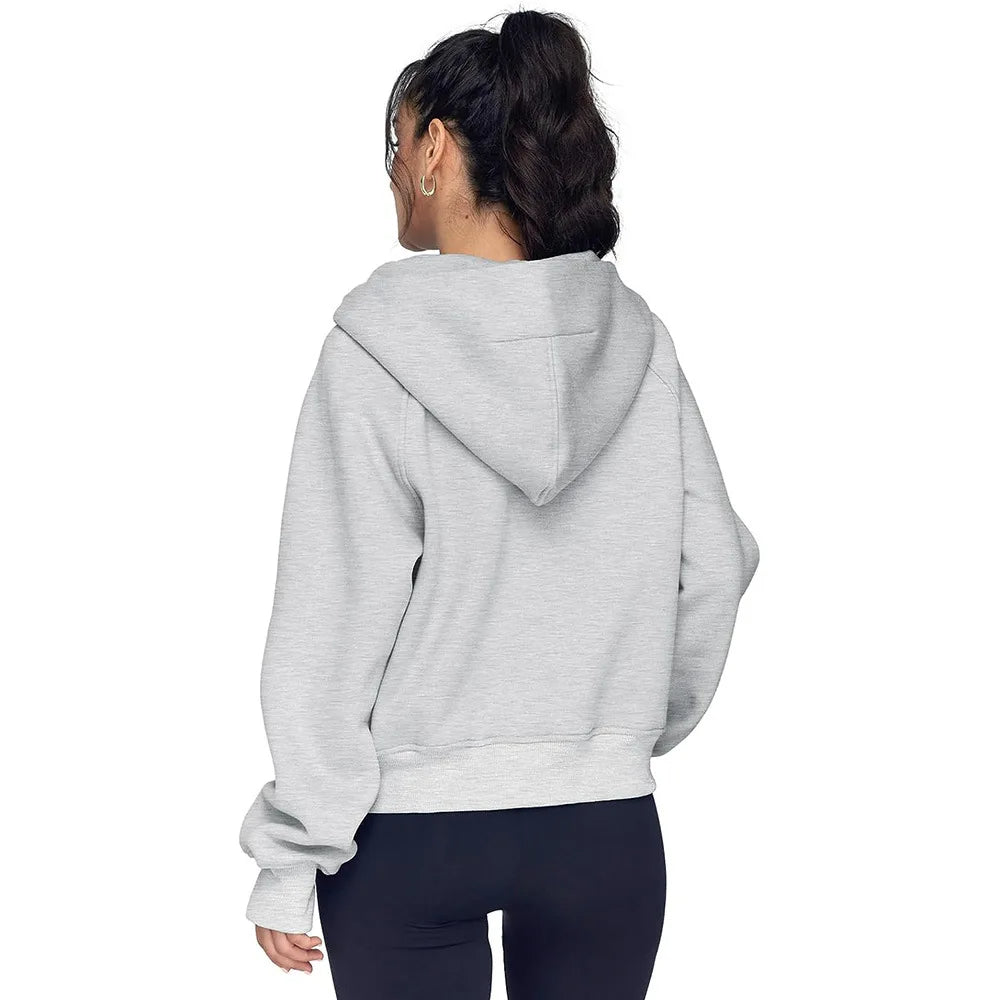 Sweat à Capuche Fleece à Demi-Zip – Pull Élégant pour Femmes pour des Tenues Confortables d'Automne/Hiver et des Couches de Streetwear