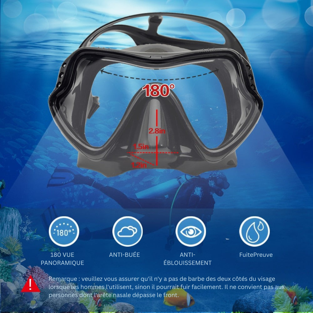 AquaElite Luxe Masque de Plongée & Ensemble de Snorkel | Conception professionnelle avec technologie anti-buée pour une visibilité et un confort optimaux