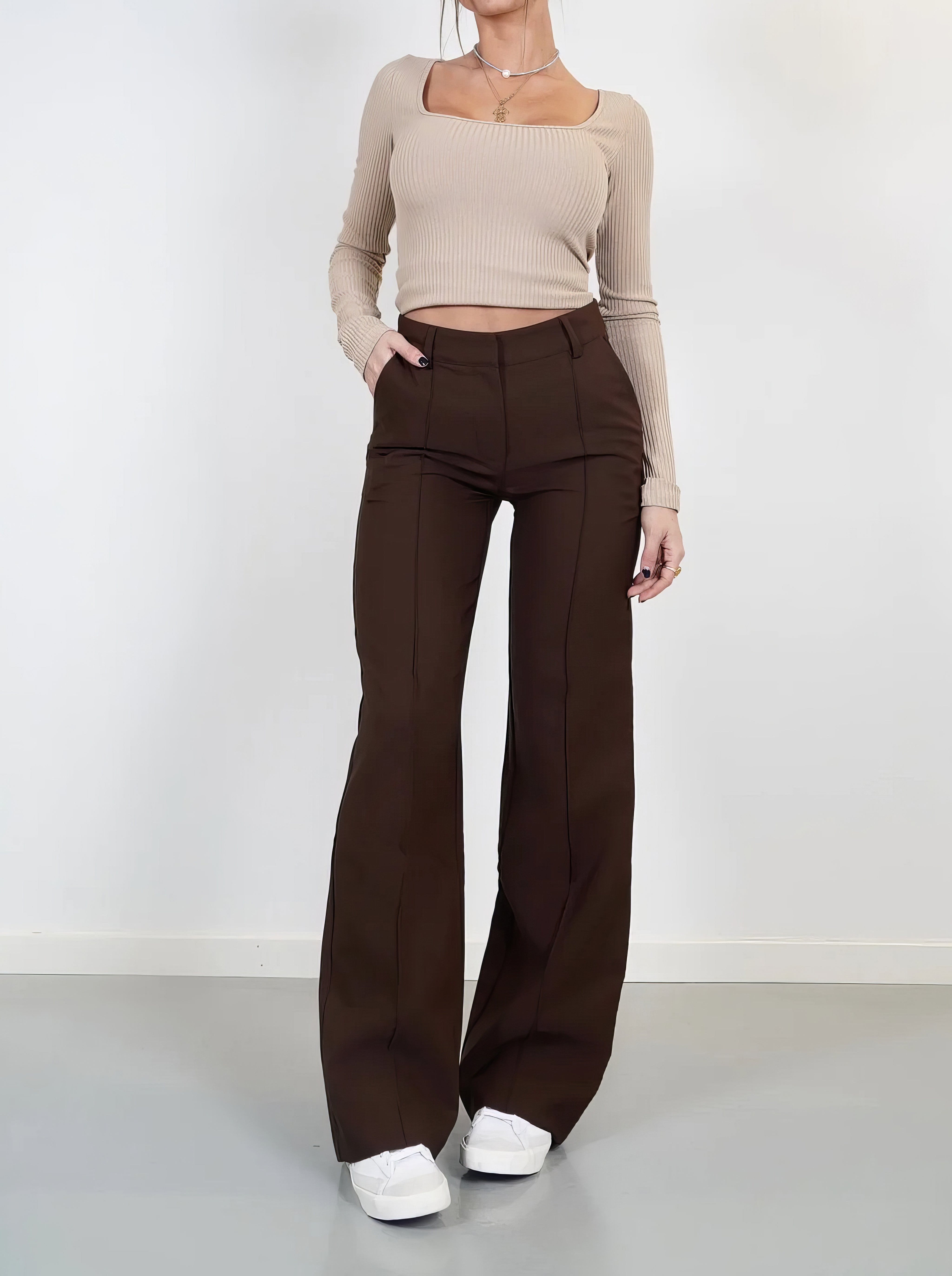 Beau | Pantalon Taille Haute à Pattes Droites