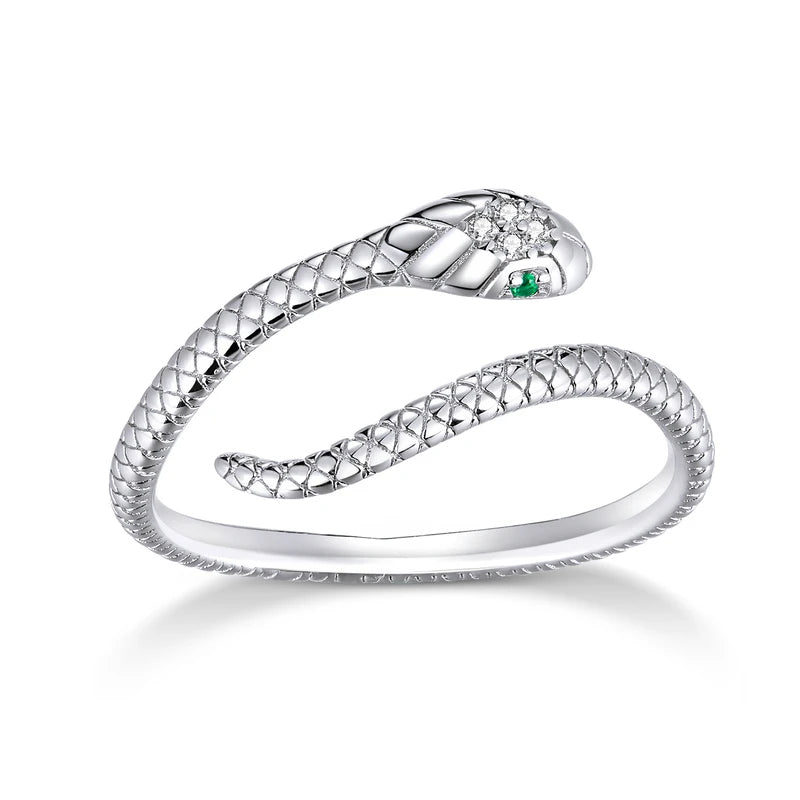Bague en reptile en platine argenté