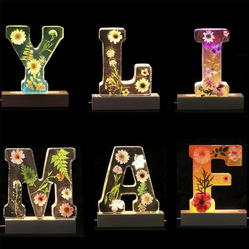 Veilleuse FloraGlow Flower | Lampe à initiales décorative avec éclairage LED doux pour une ambiance romantique
