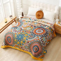 Couverture en Coton Jacquard Floral Marocain
