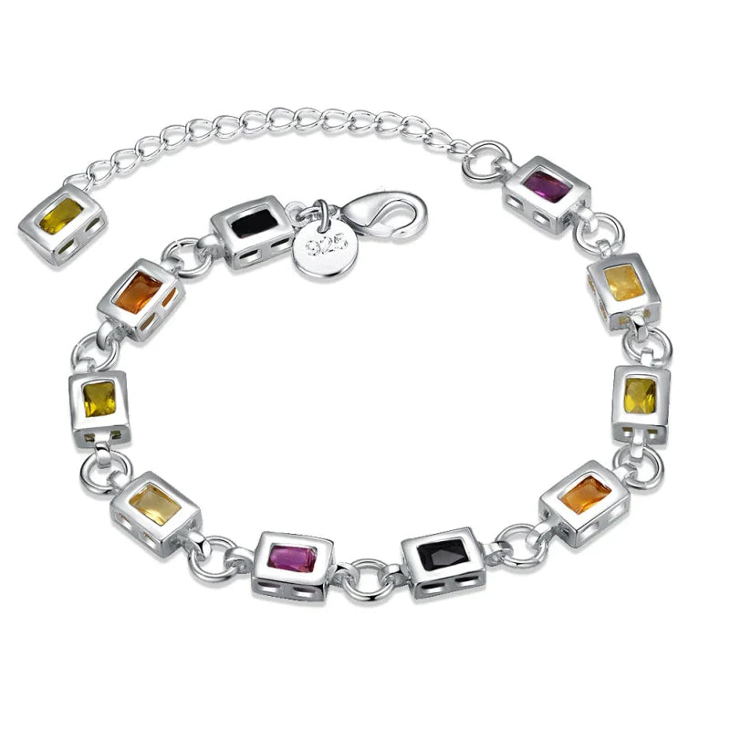 Bracelet en argent zircon multicolore