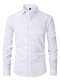 Chemise Slim Fit à Manches Longues pour Homme – Col Pointu Classique avec Boutons et Ourlet Arrondi pour un Style Bureau et Smart Casual