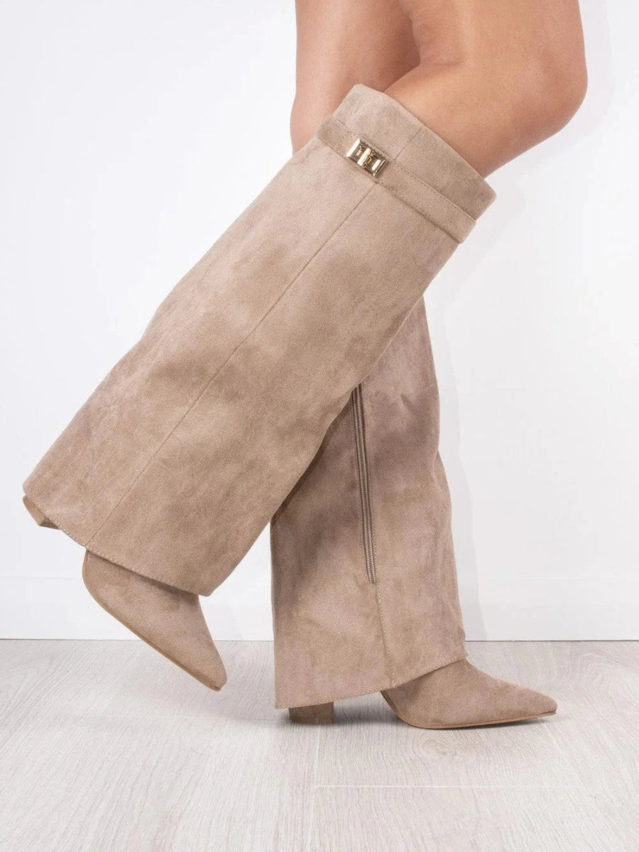 Bottes hautes modernes en suède pour femmes