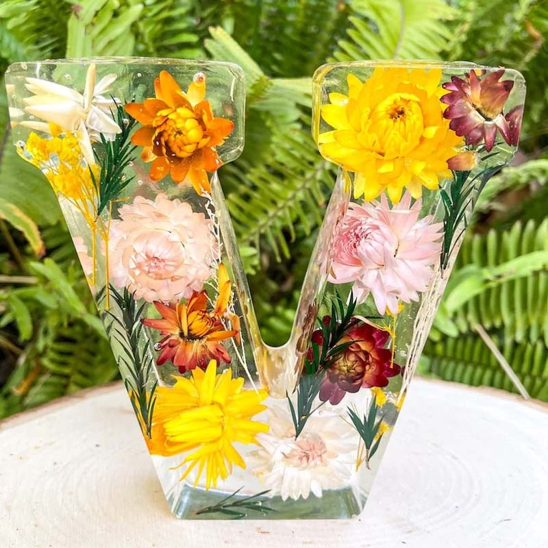 Veilleuse FloraGlow Flower | Lampe à initiales décorative avec éclairage LED doux pour une ambiance romantique