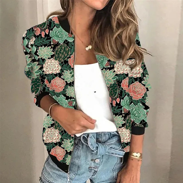Veste zippée imprimée tendance pour femmes - Faye