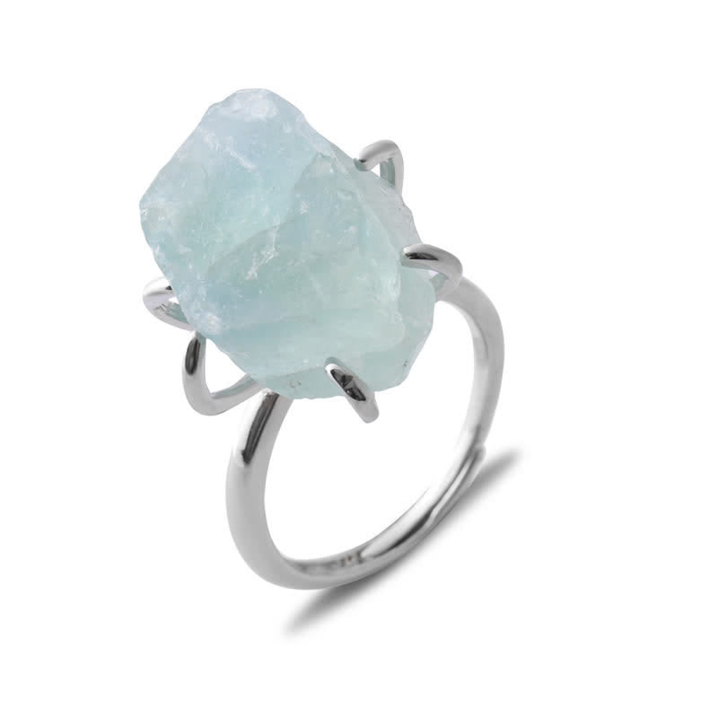 Bague Ajustable à Six Griffes avec Cristal Naturel – Liora