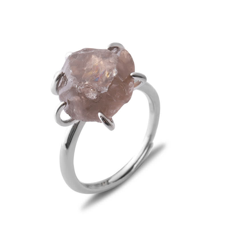 Bague Ajustable à Six Griffes avec Cristal Naturel – Liora