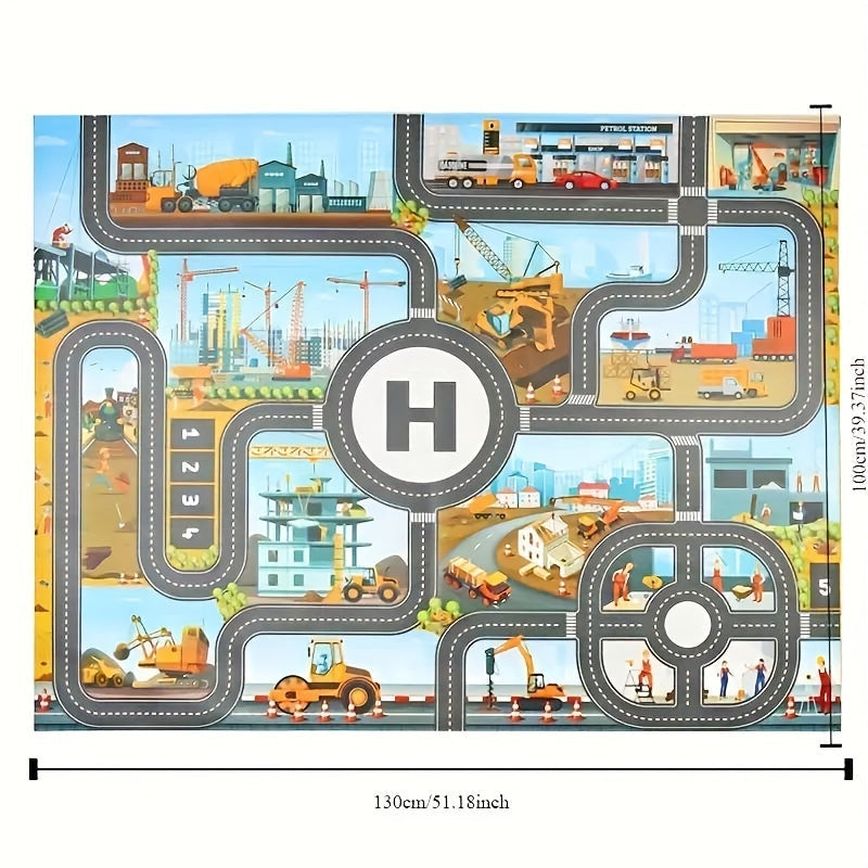 Tapis de Jeu Aventure de Construction – Découvrez le Monde du Trafic et de la Construction