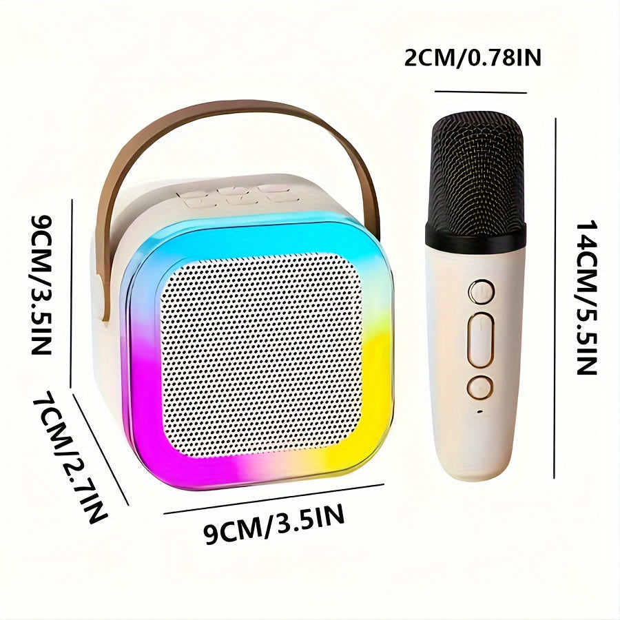 Système de haut-parleur de karaoké portable mini KaraokeLux | Élevez vos soirées à domicile avec des micros sans fil et des lumières disco LED éblouissantes, parfait pour offrir !