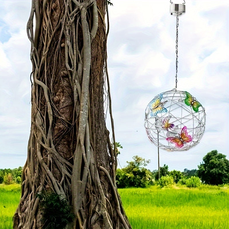 Lanterne à Boule Papillon Solaire LuxeGlow | Lumière de jardin LED enchanteresse pour une ambiance extérieure captivante