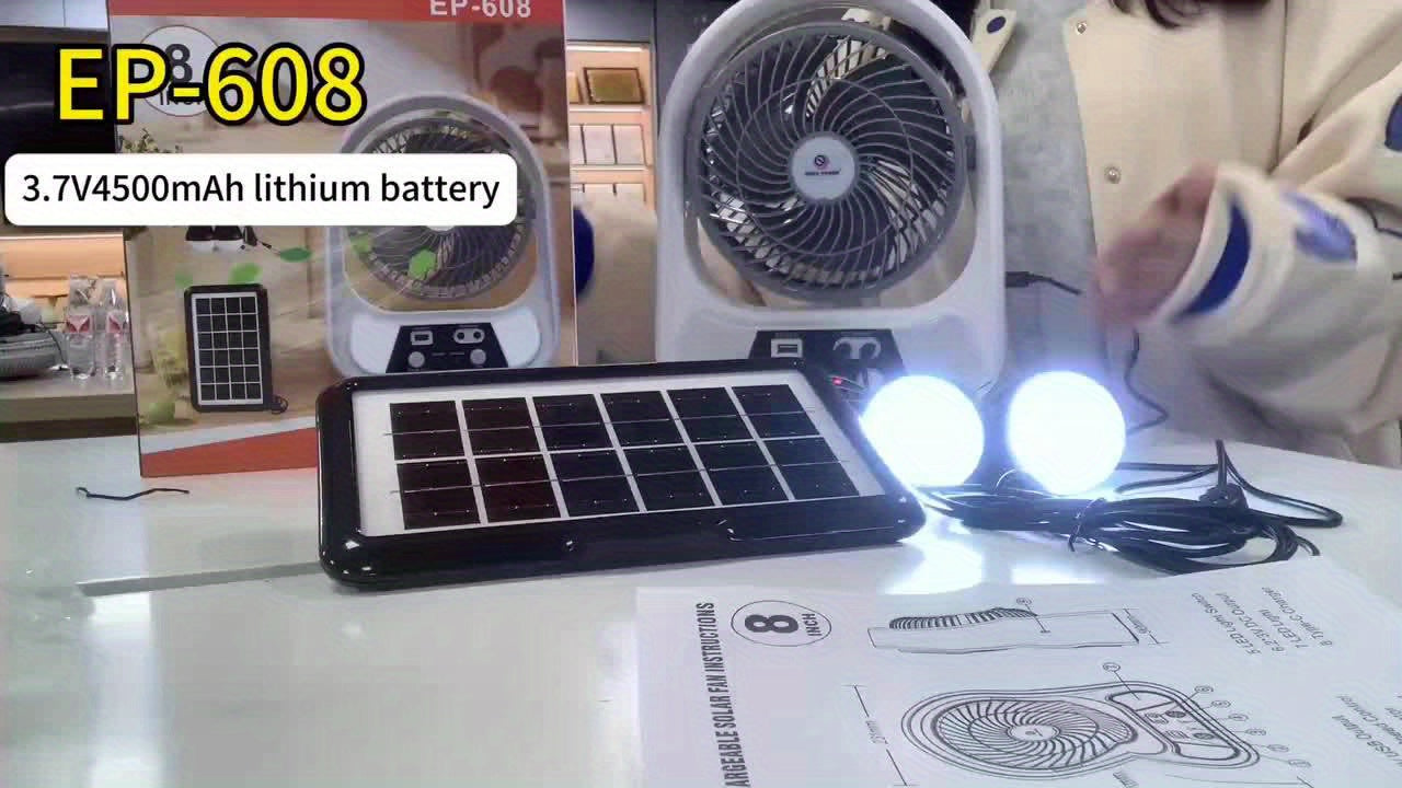 Ventilateur Solaire Portable et Lampe de Nuit – Multifonctionnel et Rechargeable