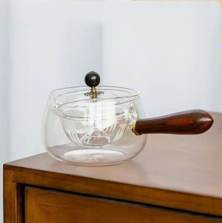 Théière rotative en verre | Théière moderne avec système de rotation pratique