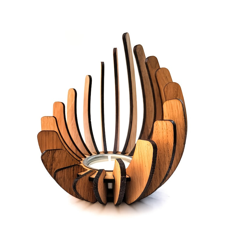 Bougeoir Lotus Bohème – Design en Bois Stratifié Fait Main