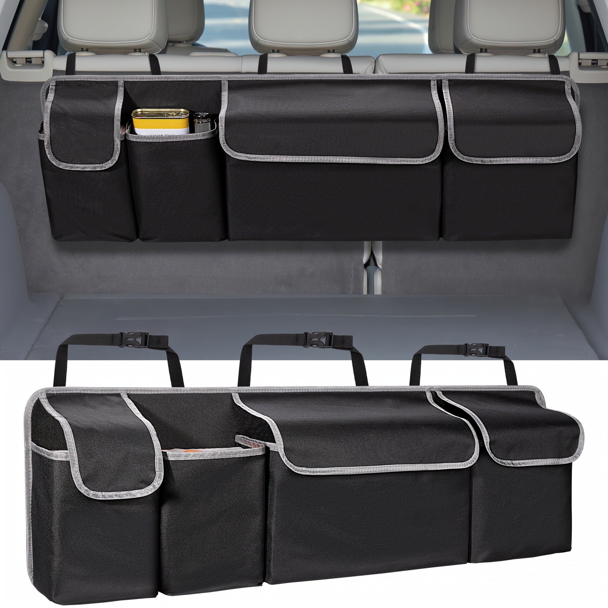 Organisateur de Siège de Voiture LuxuraDrive Elite | Tissu Oxford 600D spacieux avec plusieurs poches pour un rangement optimal du véhicule