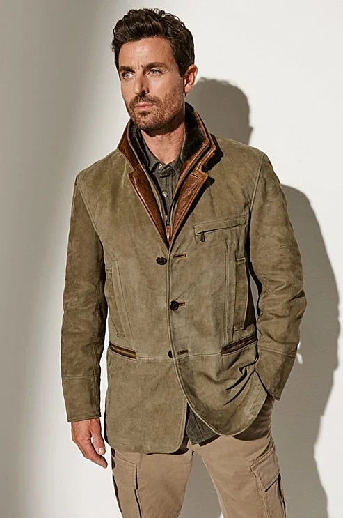Veste Heren en Suède Vintage avec Doublure – Noam