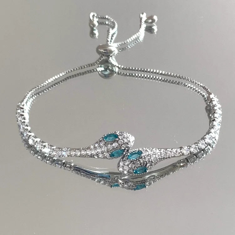 Bracelet serpent en argent avec zirconium – Lyra