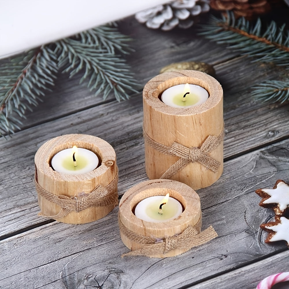 Bougeoir en Bois avec Corde en Jute – Décoration Rustique pour la Maison et le Jardin