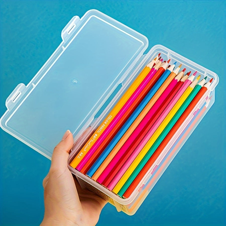 Boîte de Rangement Transparente - Pratique et Durable pour Fournitures Scolaires