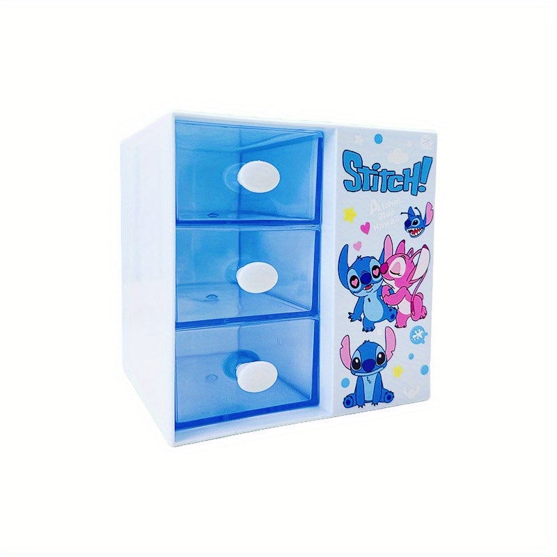 Boîte de Rangement Disney Stitch 3 Compartiments – Organisateur Multifonction pour Bureau, Bijoux et Jouets
