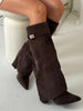 Bottes hautes modernes en suède pour femmes