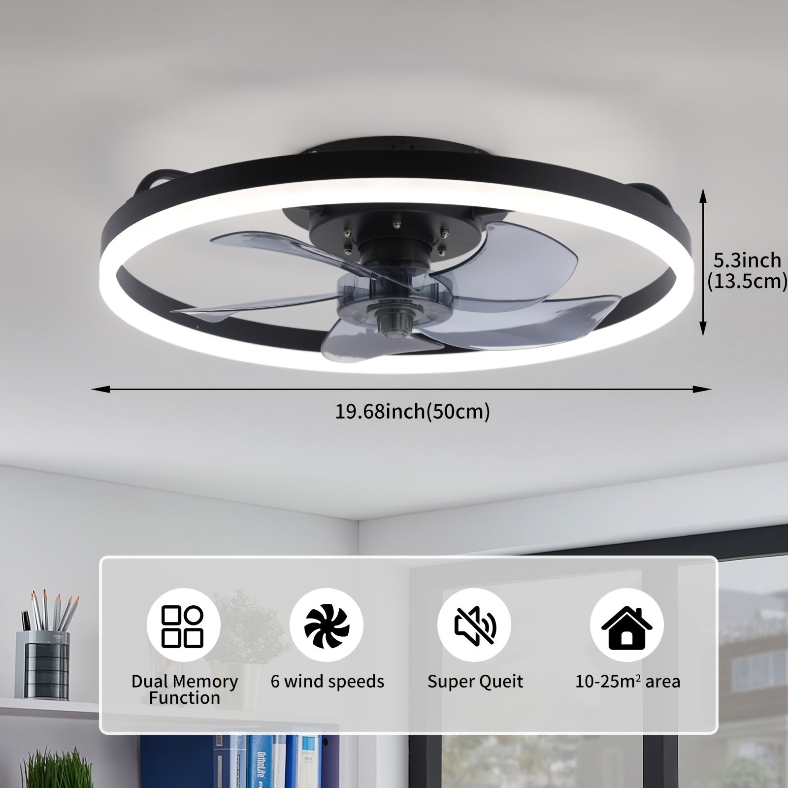 SilentBreeze Ventilateur de Plafond 50 cm – Élégant et Économique en Énergie