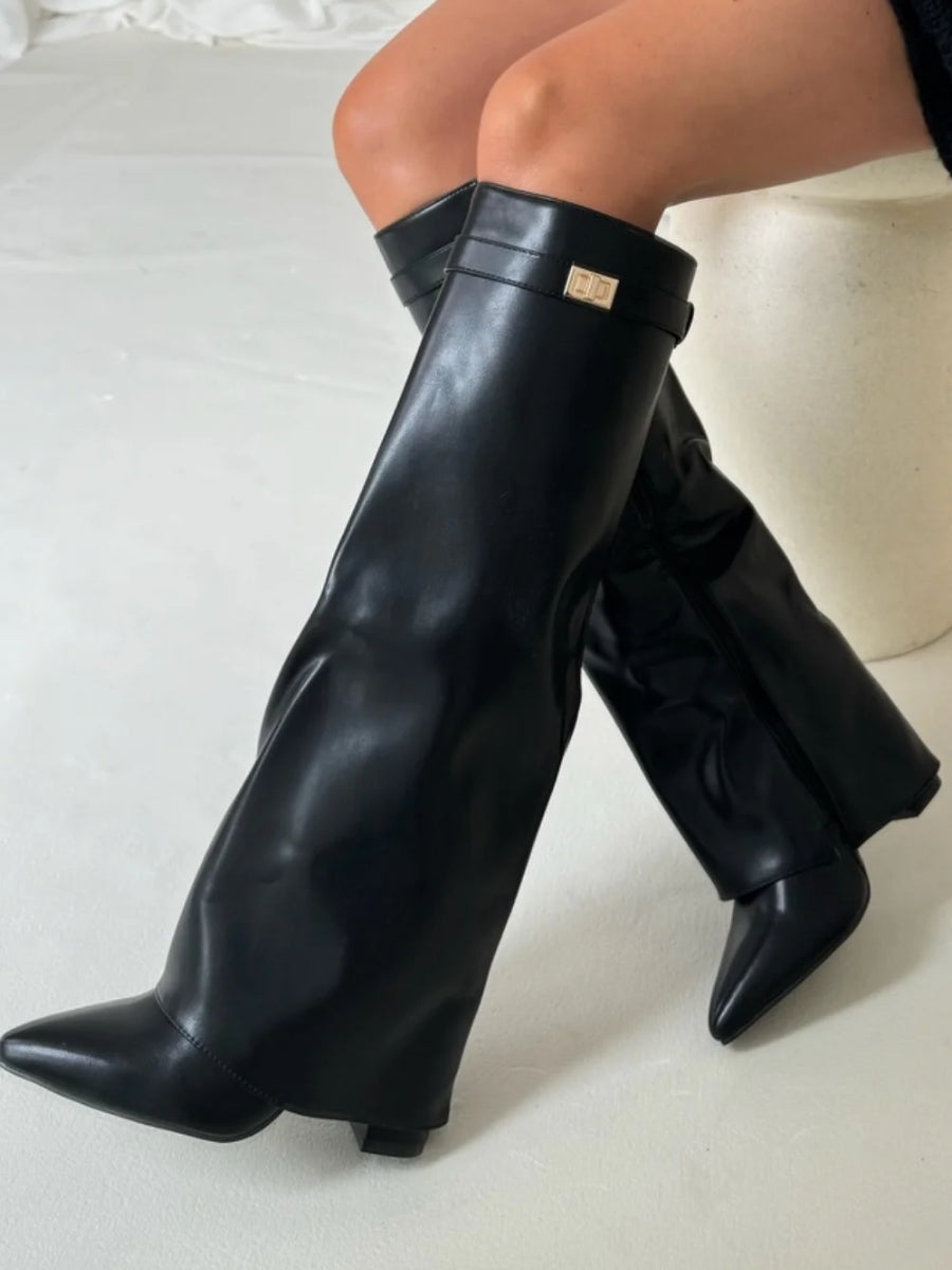 Bottes hautes modernes en suède pour femmes