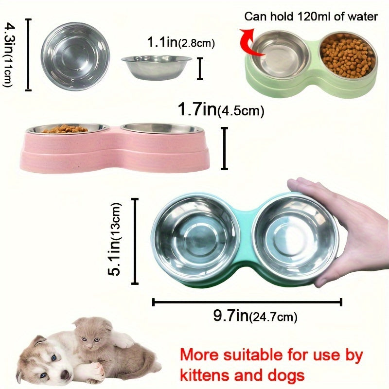 Bols Doubles en Acier Inoxydable pour Animaux de Compagnie – Parfait pour Manger et Boire