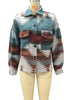 Veste en Jean Vintage Aztec avec Col – Doublée en Laine, Coupe Ample, Manches Longues pour un Style Streetwear Tendance